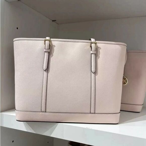 Michael Kors Jet Set Travel Large Saffiano Powder Blush Leather Tote Bag New - Picture 5 of 8